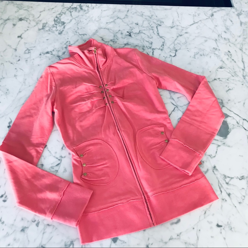 NEW Coral Zip Up with Gold Details - Picture 2 of 16
